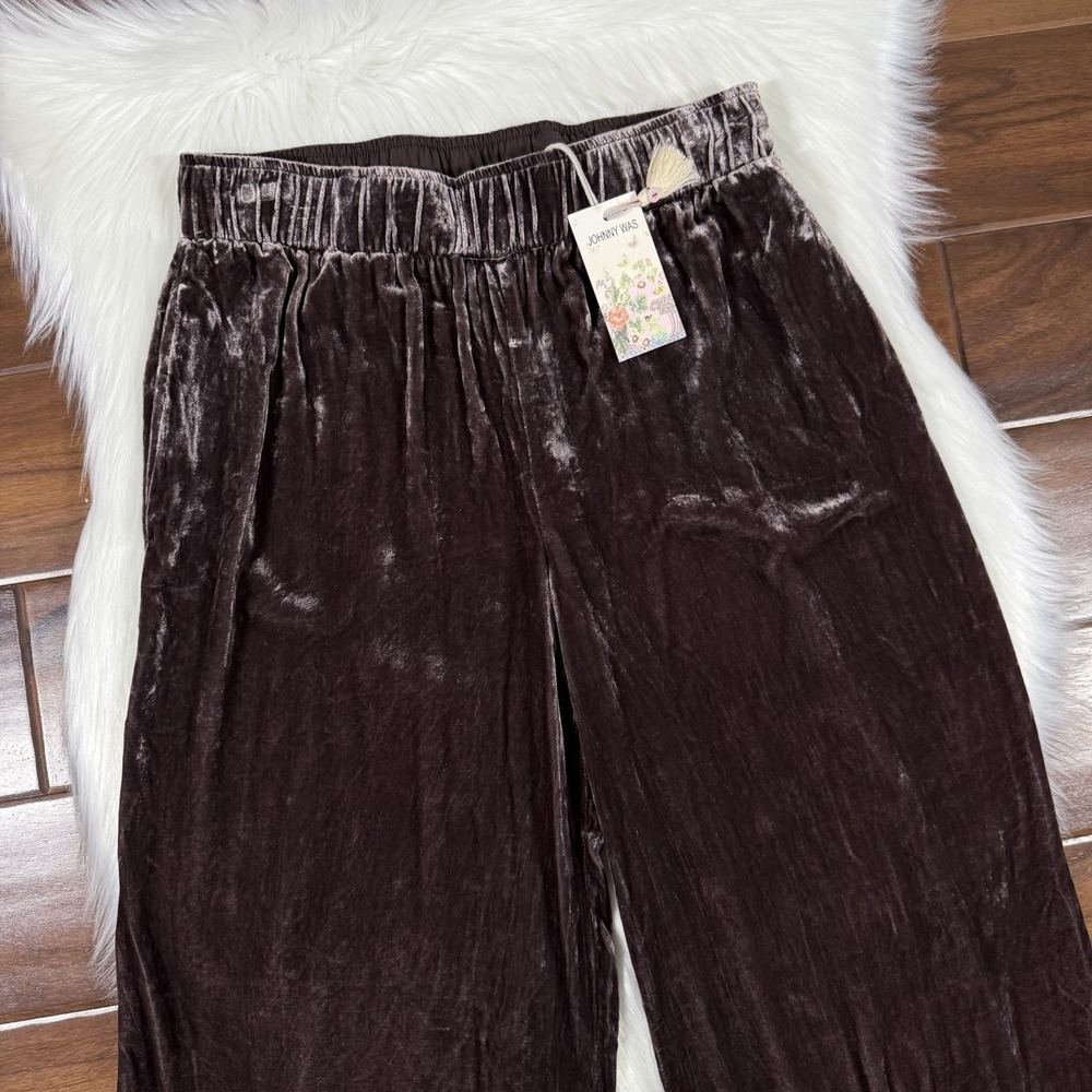 Johnny‎ Was Women's Size XS Brown Butterfly Velvet Luciana Seamed Wide Leg Pants - Picture 2 of 12